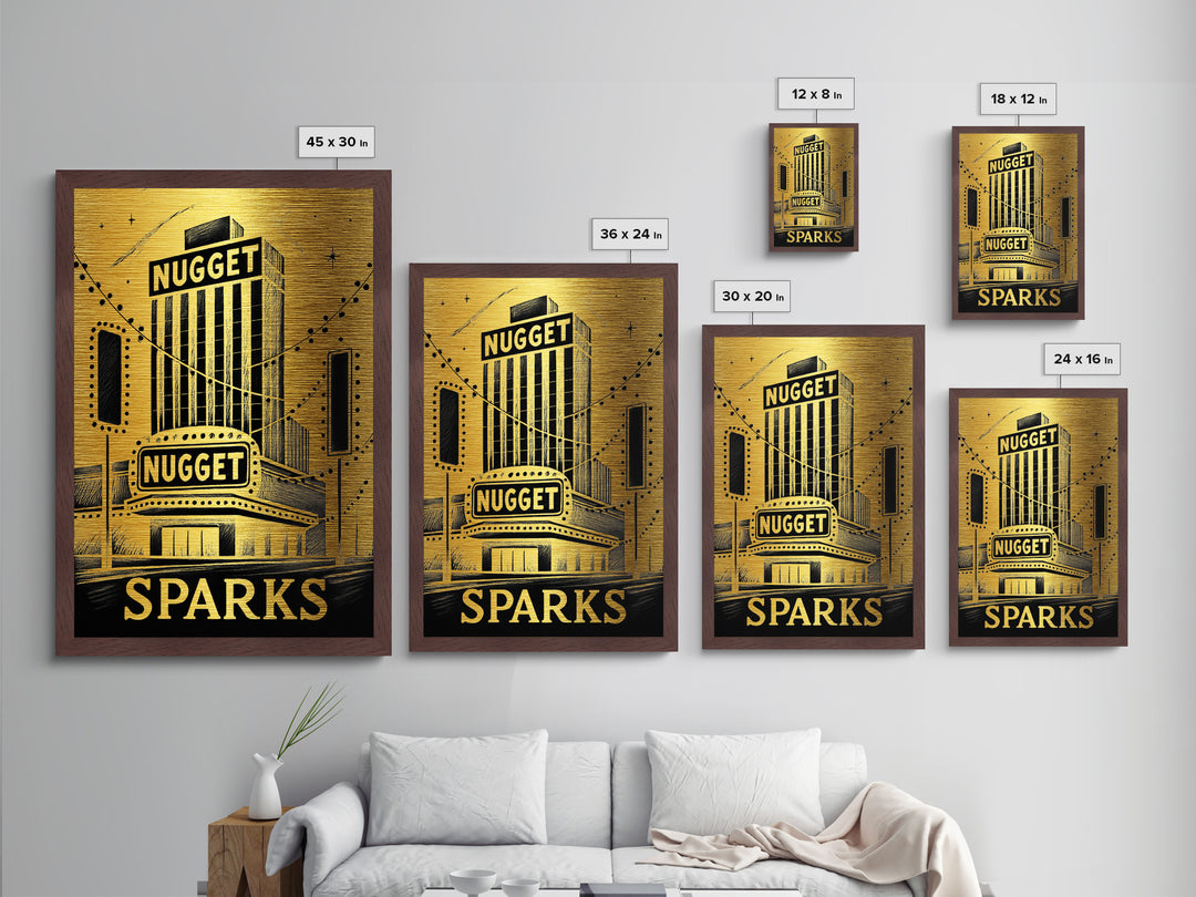Sparks Nevada art, Metallic Gold Art, Travel Art Prints, Metal Art, Wood Framed Art, Adventure Lover Gift, Traveler Gift