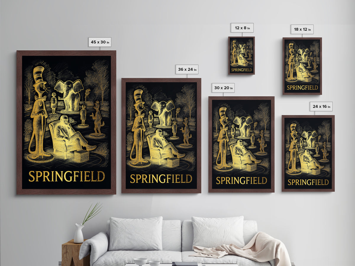 Springfield Missouri art, Metallic Gold Art, Office Decor, Metal Art, Wood Framed Art, Graduation Travel Gift, Destination Gift
