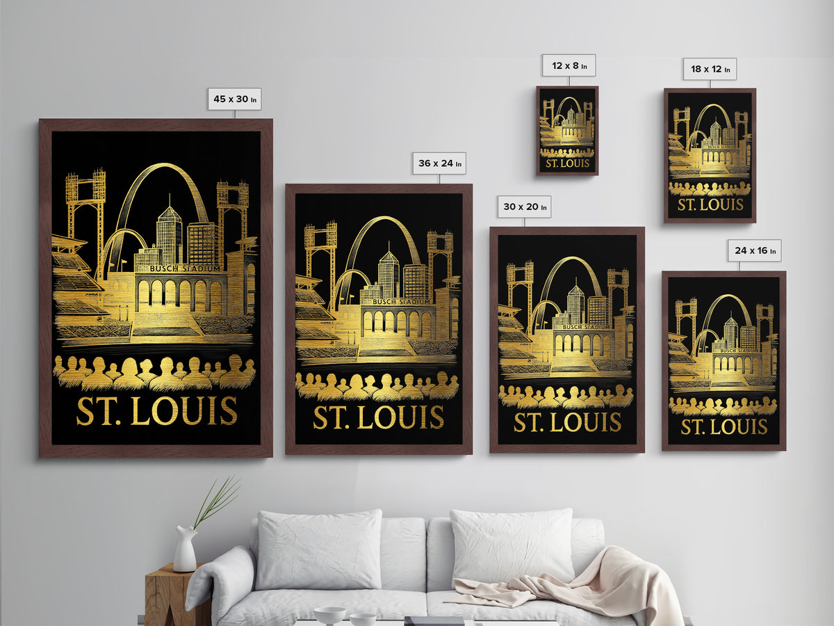 St. Louis Missouri art, Metallic Gold Art, Office Decor, Metal Art, Wood Framed Art, Graduation Travel Gift, Destination Gift