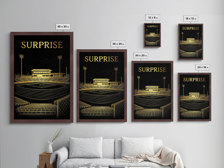 Surprise Arizona travel, Metallic Gold Print, Closing Gift, Metal Art, Wood Framed Art, Anniversary Travel Gift, Retirement Gift