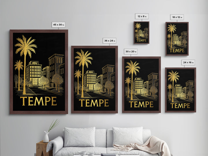 Tempe Arizona art, Metallic Gold Art, Travel Art Prints, Metal Art, Wood Framed Art, Adventure Lover Gift, Traveler Gift
