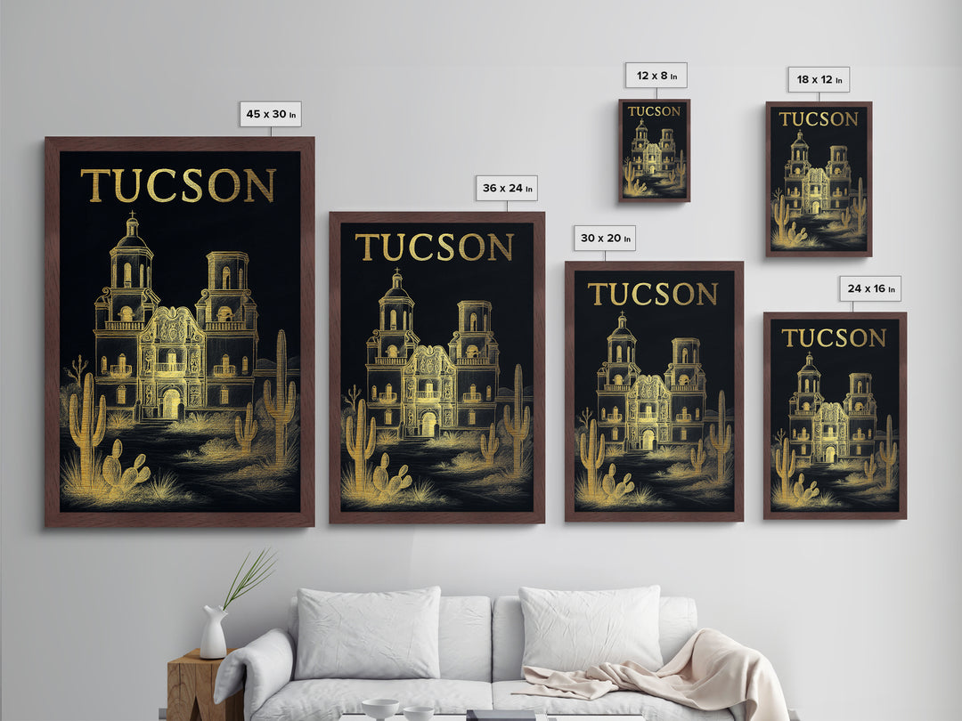 Tucson Arizona travel, Metallic Gold Print, Modern House Art, Metal Art, Wood Framed Art, Graduation Travel Gift, Destination Gift