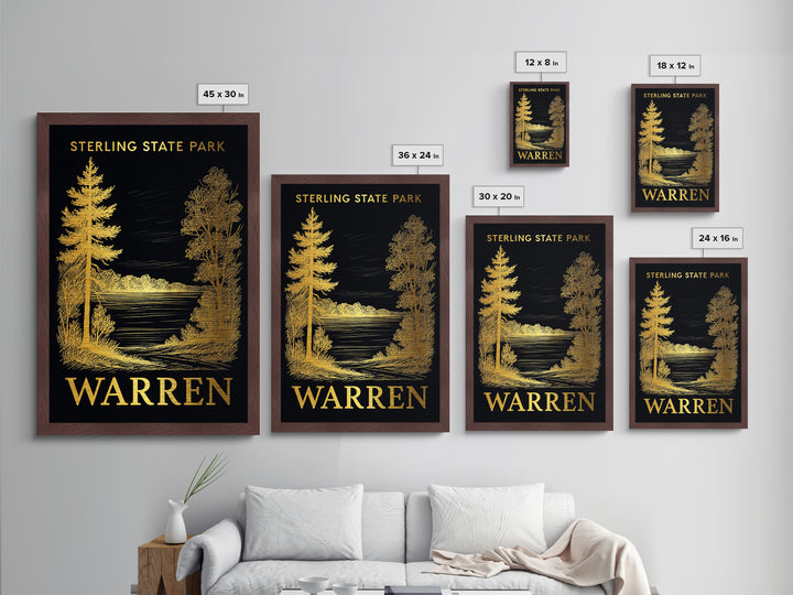 Warren Michigan art, Metallic Gold Art, Wood Framed Art, Metal Art, Housewarming Gift, Metallic Gold Art, Home Décor
