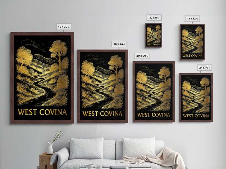 West Covina California art, Metallic Gold Art, Wood Framed Art, Metal Art, College Dorm Décor, Metallic Gold Art