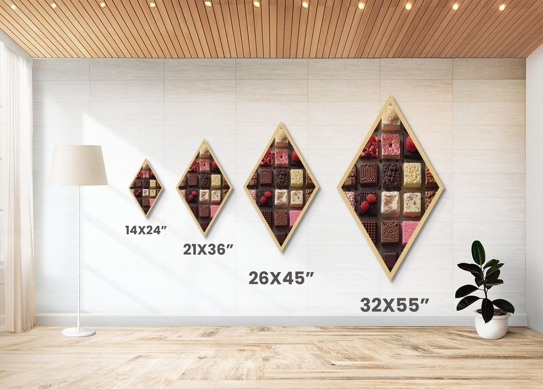 Funky Kitchen Decor, Chocolate Photography Style Print, Diamond Shaped Art, Canvas Embossed Art, Kitchen Wall Art