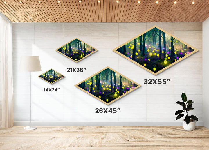 Rainfall Over Mountains Diamond Shaped Canvas Embossed Print, intense weather scene wall art, dramatic sky and landscape painting