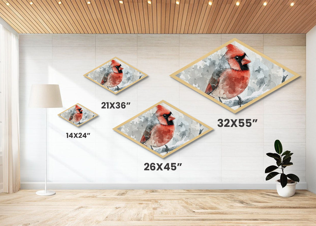Female Cardinal Watercolor Print, Diamond Shaped Wall Art, Bird Painting, Birdwatcher Gift, Red Cardinal Art, Birdwatching Art
