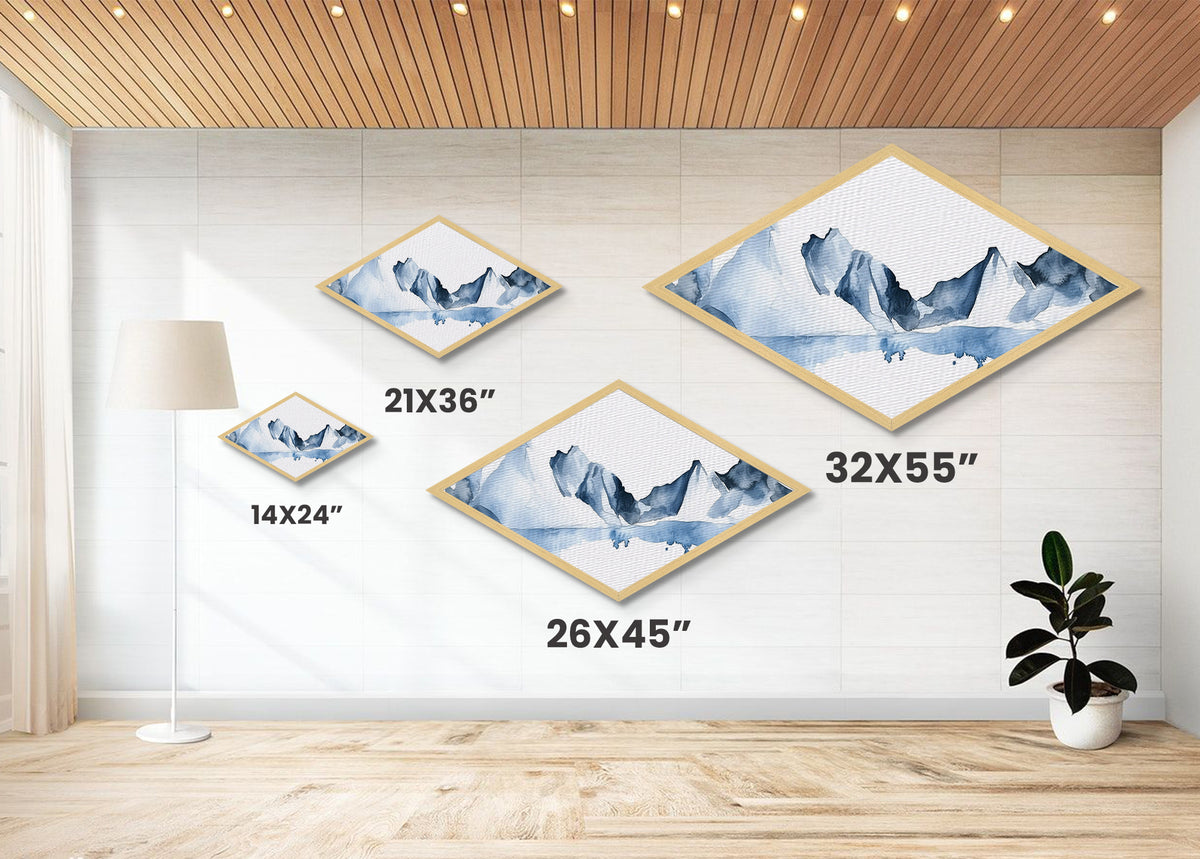 Watercolor Landscape Painting Print, Arctic Landscape Art, Diamond Shaped Wall Art, Winter Landscape Painting