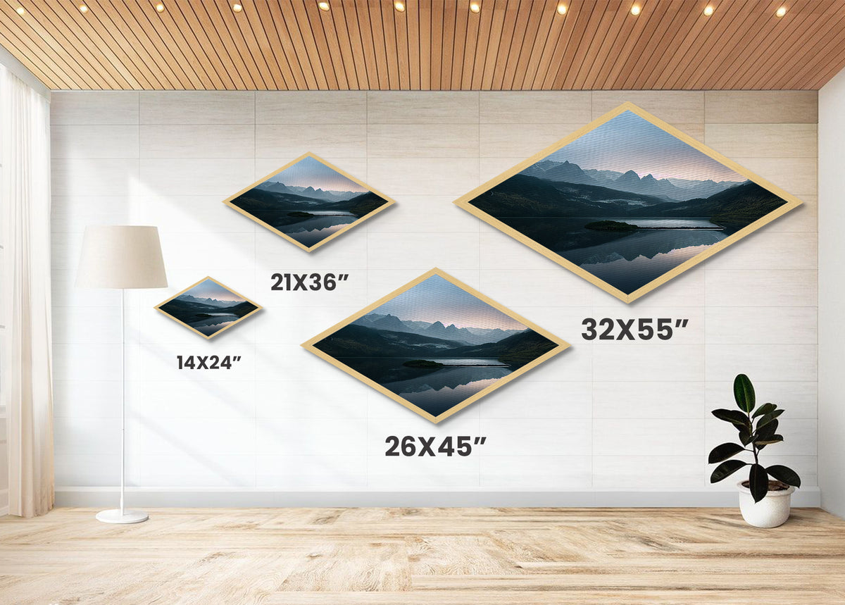 Landscape Painting Print - Diamond Shaped Wall Art - Embossed Canvas Texture Art Print - Moody Wall Art - Modern Home Decor
