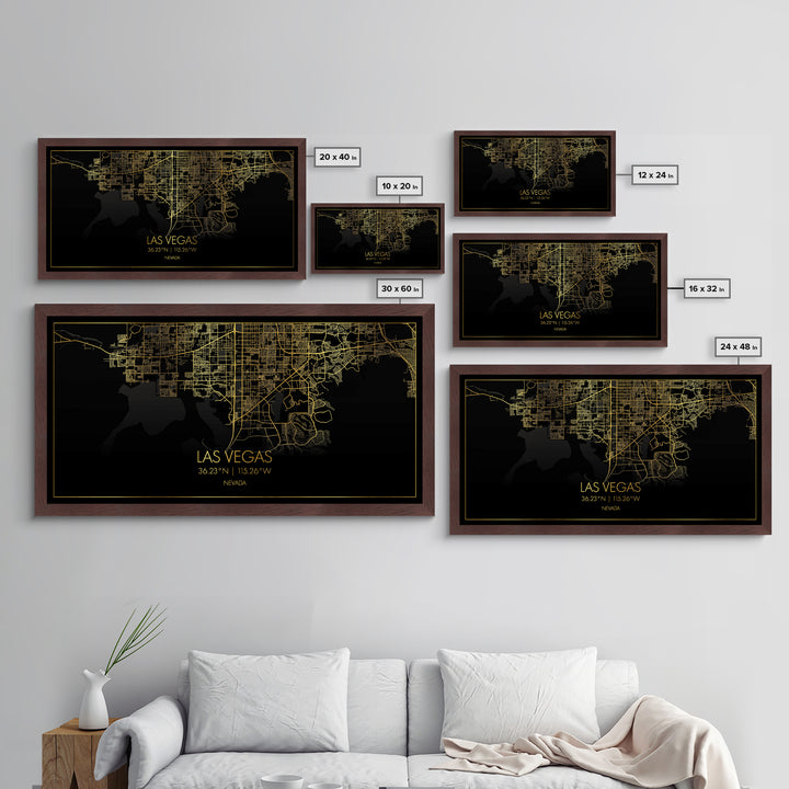 Las Vegas Nevada City street map, Metallic Gold Print, Metal Art, wood framed map, black and gold, Gold Street Map Art, Office Decor