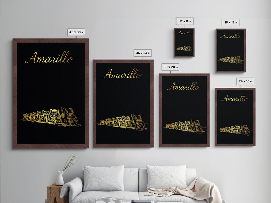 Amarillo Texas Art, Metallic Gold Print, Wood Framed Art, Metal Art, Office Decor, Retirement Travel Gift, College Dorm Gift
