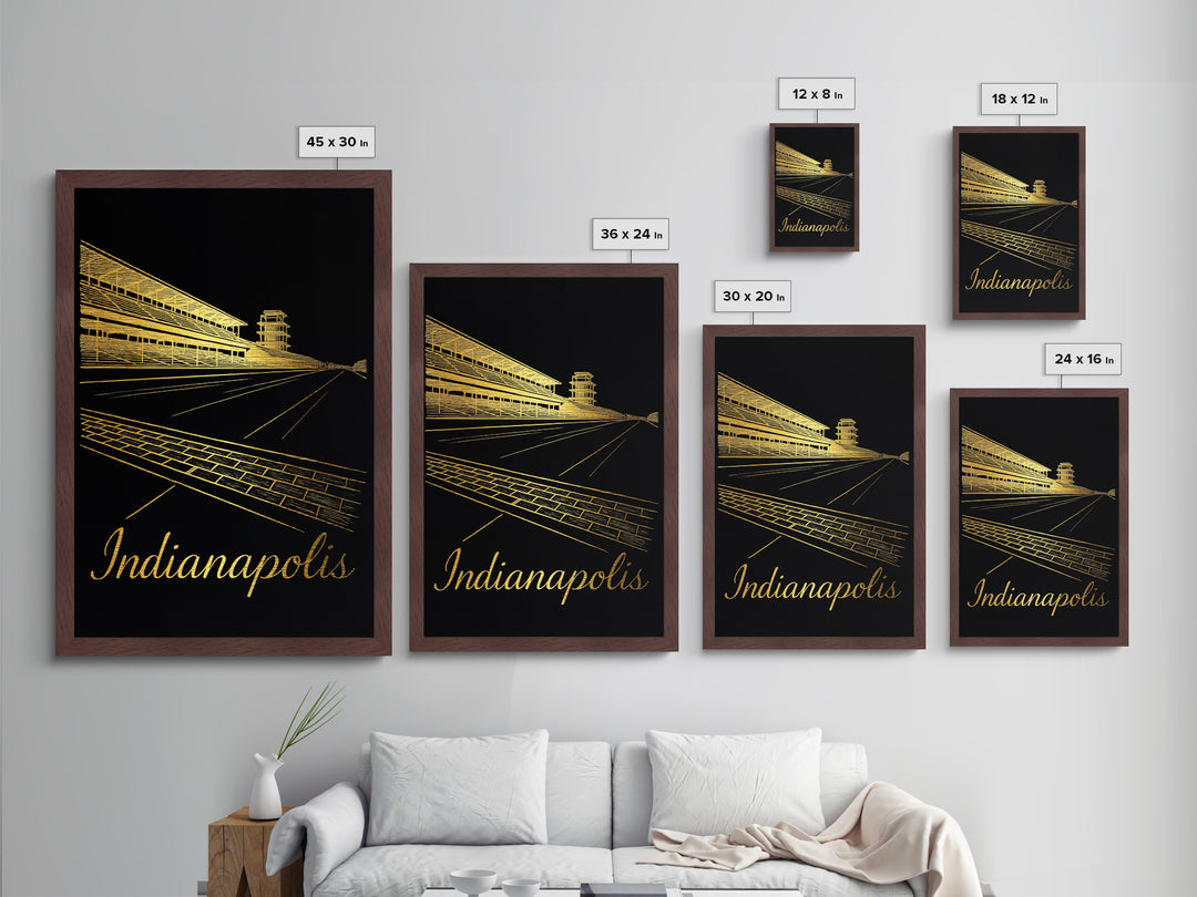 Indianapolis Indiana Travel, Metallic Gold Art, Wood Framed Art, Metal Art, Modern Wall Art, Wanderlust Gift, Bedroom Art