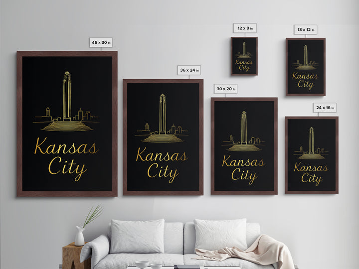Kansas City Missouri Art, Metallic Gold Art, Wood Framed Art, Metal Art, Modern Wall Art, Traveler Gift, Entryway Wall Print
