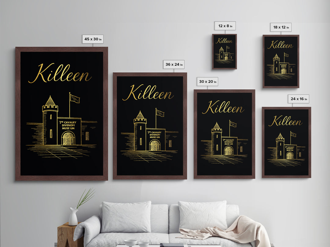 Killen Texas Art, Metallic Gold Art, Wood Framed Art, Metal Art, Modern Wall Art, Anniversary Gift, Hallway Wall Art