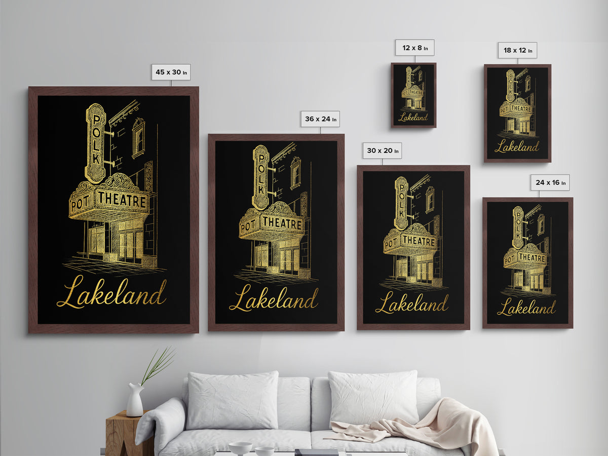 Lakeland Florida Art, Metallic Gold Art, Wood Framed Art, Metal Art, Modern Wall Art, Adventure Lover Gift, Bedroom Wall Art