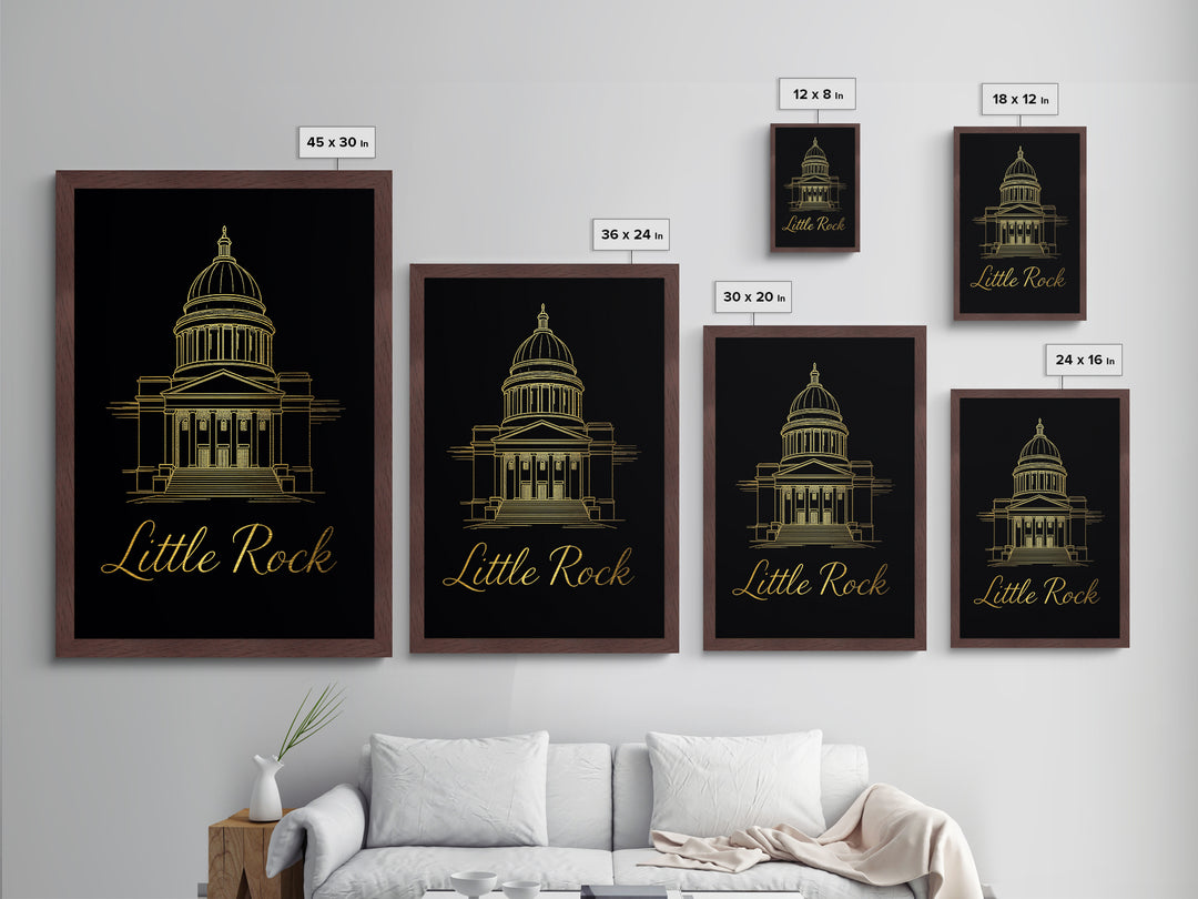 Little Rock Arkansas Travel, Metallic Gold Art, Wood Framed Art, Metal Art, Modern Wall Art, Retirement Gift, Living Room Art