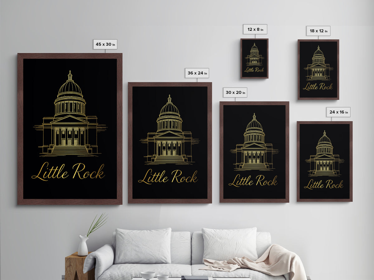 Little Rock Arkansas Travel, Metallic Gold Art, Wood Framed Art, Metal Art, Modern Wall Art, Retirement Gift, Living Room Art