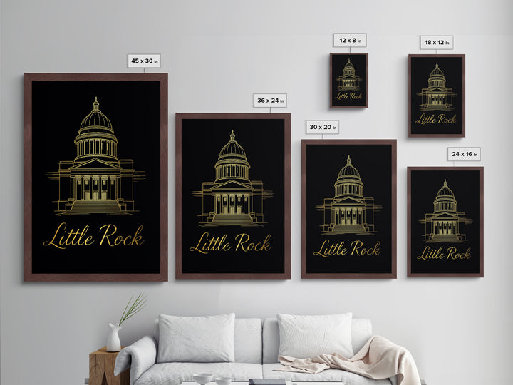Little Rock Arkansas Travel, Metallic Gold Art, Wood Framed Art, Metal Art, Modern Wall Art, Retirement Gift, Living Room Art