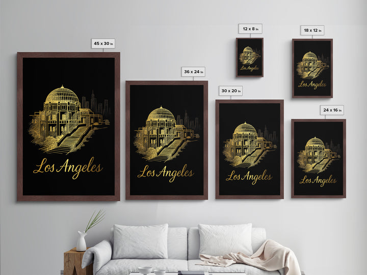 Los Angeles California Travel, Metallic Gold Art, Wood Framed Art, Metal Art, Retirement Gift, Bedroom Wall Art, Hallway Wall Art
