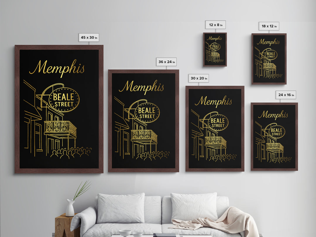 Memphis Tennessee Travel, Metallic Gold Art, Wood Framed Art, Metal Art, Honeymoon Gift, Bedroom Art, Home Office Art