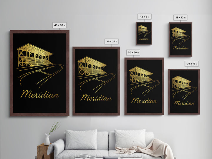 Meridian Idaho Travel, Metallic Gold Art, Wood Framed Art, Metal Art, Destination Gift, Bedroom Art, Home Office Art