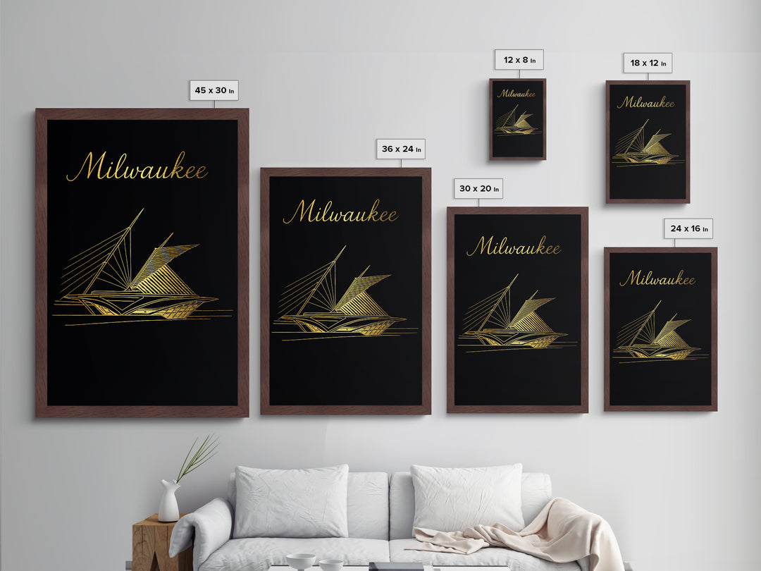 Milwaukee Wisconsin Travel, Metallic Gold Art, Wood Framed Art, Metal Art, Honeymoon Gift, Bedroom Art, Home Office Art