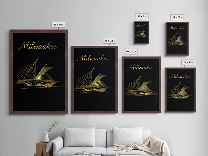 Milwaukee Wisconsin Travel, Metallic Gold Art, Wood Framed Art, Metal Art, Honeymoon Gift, Bedroom Art, Home Office Art