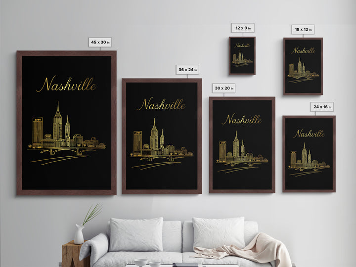 Nashville Tennessee Art, Metallic Gold Print, Wood Framed Art, Metal Art, Modern House Art, Birthday Gift, Entryway Wall Print