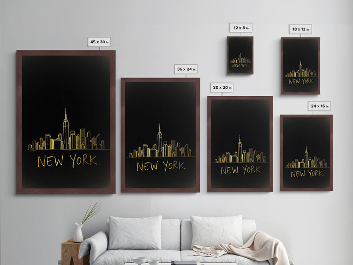 New York New York Art, Metallic Gold Art, Wood Framed Art, Metal Art, Modern House Art, Wanderlust Gift, Bedroom Art
