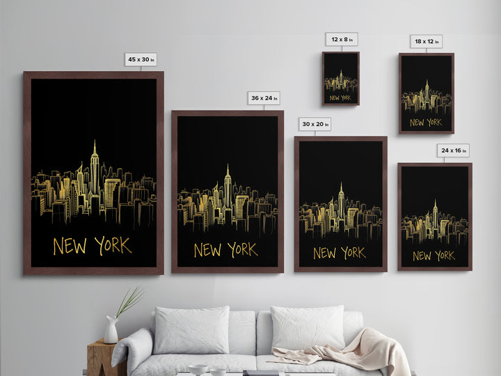 New York New York Art, Metallic Gold Art, Wood Framed Art, Metal Art, Modern House Art, Honeymoon Gift, Bedroom Wall Art
