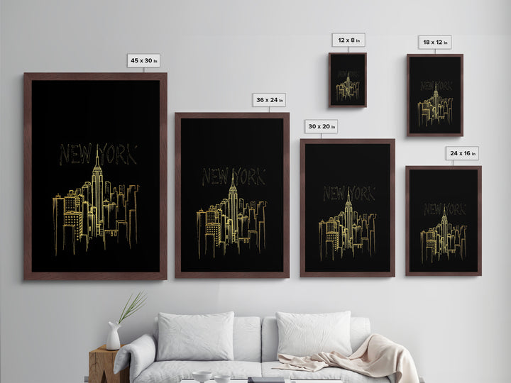 New York New York Art, Metallic Gold Art, Wood Framed Art, Metal Art, Traveler Gift, Entryway Wall Print, Hallway Wall Art