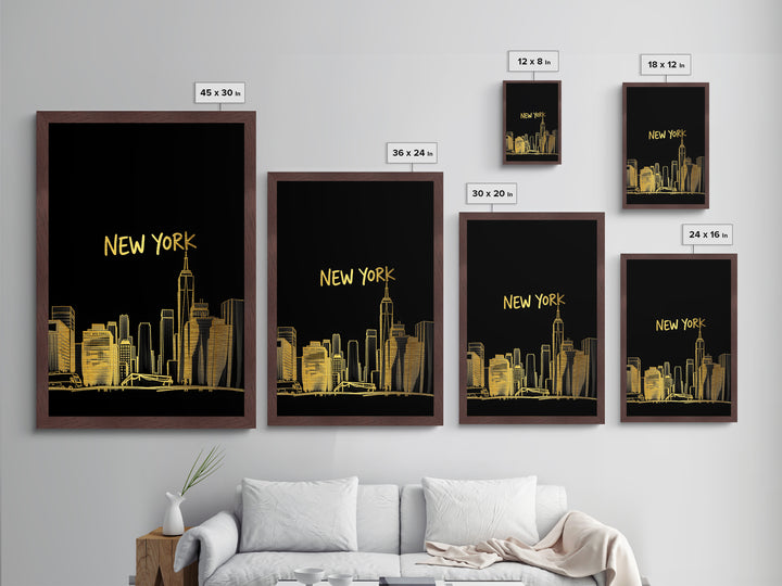 Metallic Gold NYC Travel Poster