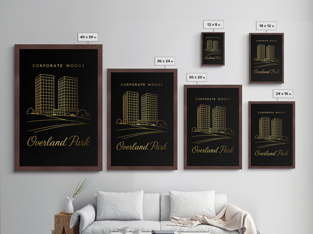 Overland Park Kansas Travel, Metallic Gold Art, Wood Framed Art, Metal Art, Anniversary Gift, Bedroom Wall Art, Living Room Art