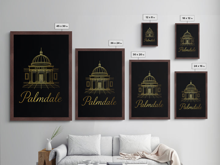 Palmdale California Art, Metallic Gold Print, Wood Framed Art, Metal Art, Modern House Art, Wanderlust Gift, Entryway Wall Print