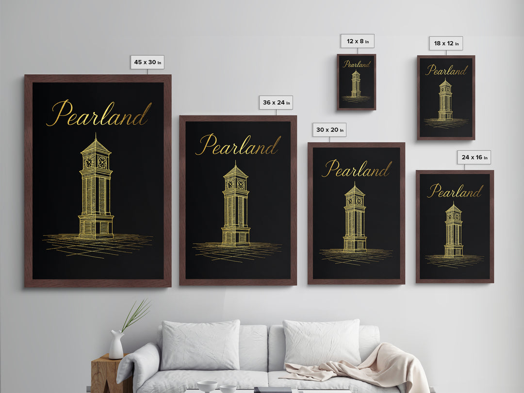 Pearland Texas Travel, Metallic Gold Art, Wood Framed Art, Metal Art, Minimalist Wall Art, Destination Gift, Bedroom Wall Art