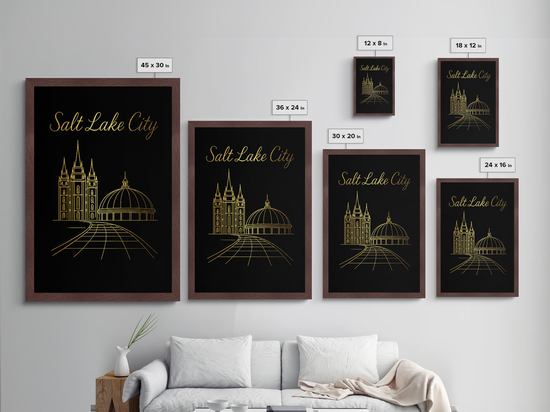 Salt Lake City Utah Art, Metallic Gold Art, Wood Framed Art, Metal Art, Modern Wall Art, Graduation Travel Gift, Home Decor