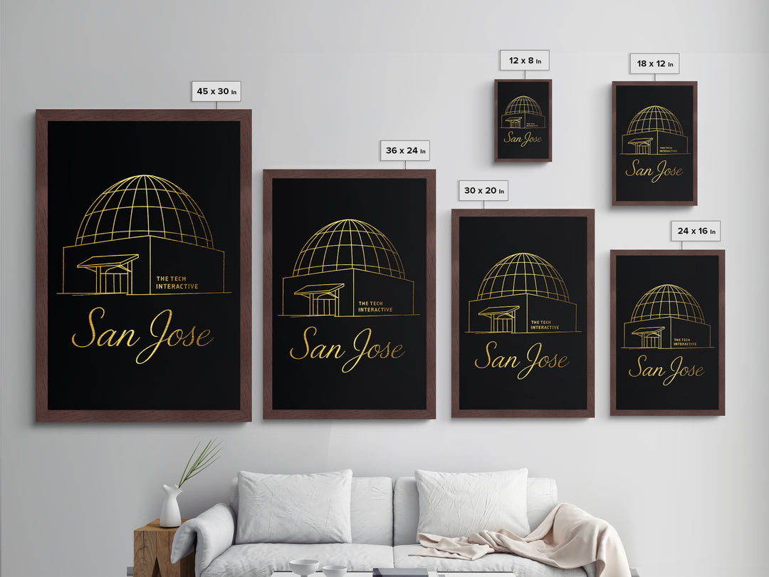 San Jose California Art, Metallic Gold Art, Wood Framed Art, Metal Art, Modern Wall Art, Adventure Lover Gift, Bedroom Decor