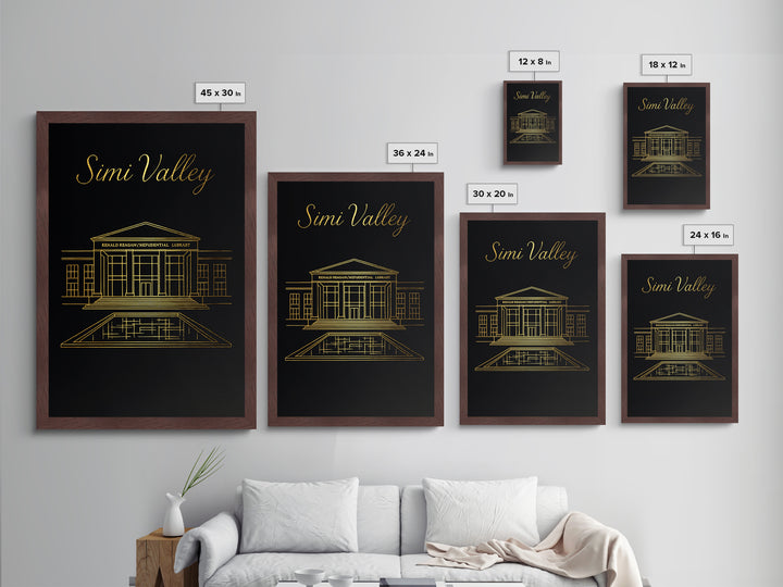 Simi Valley California Art, Metallic Gold Art, Wood Framed Art, Metal Art, Minimalist Wall Art, Birthday Travel Gift, Living Room Decor