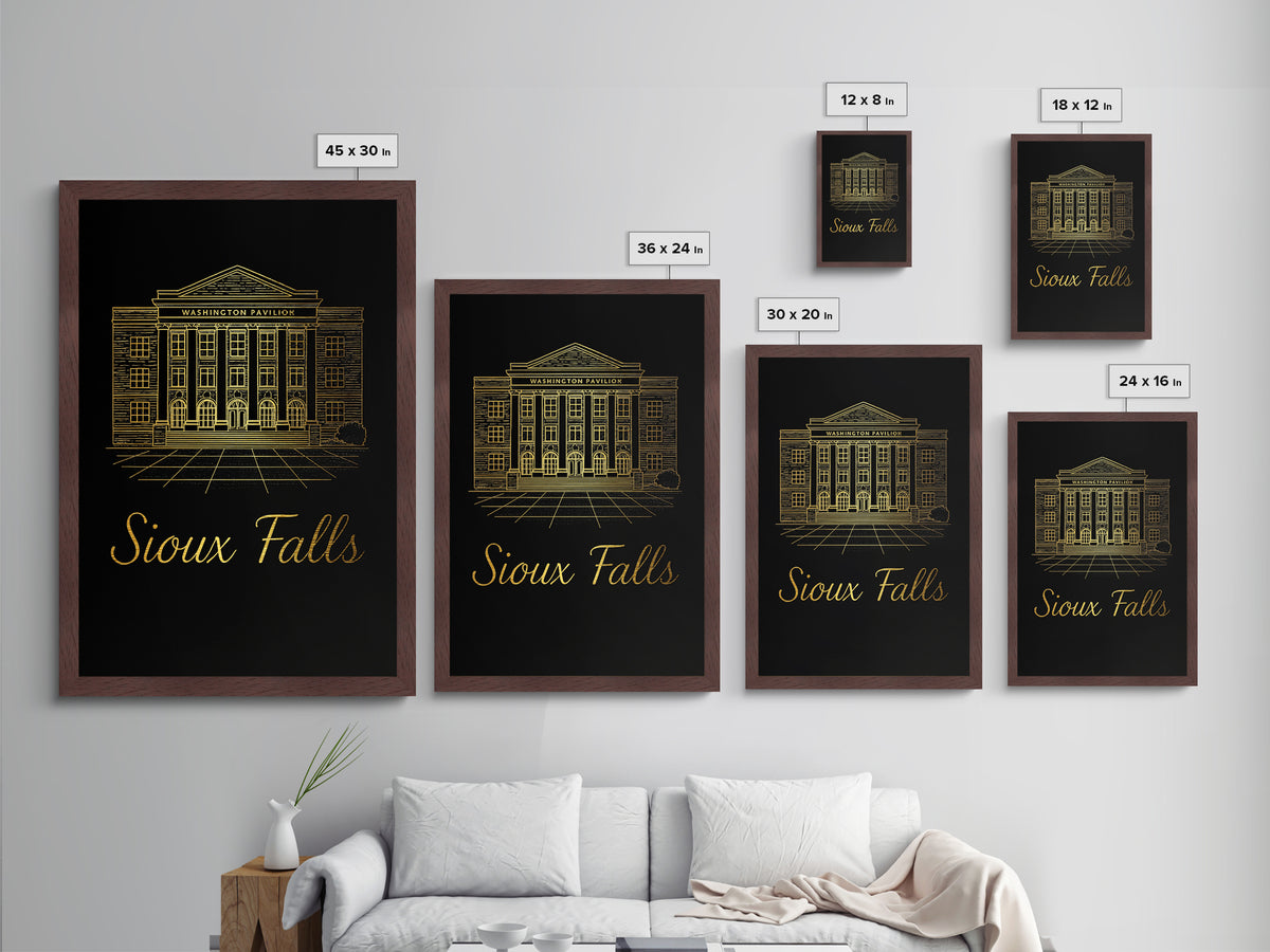 Sioux Falls South Dakota Art, Metallic Gold Art, Wood Framed Art, Metal Art, Modern Wall Art, Adventure Lover Gift, Bedroom Decor
