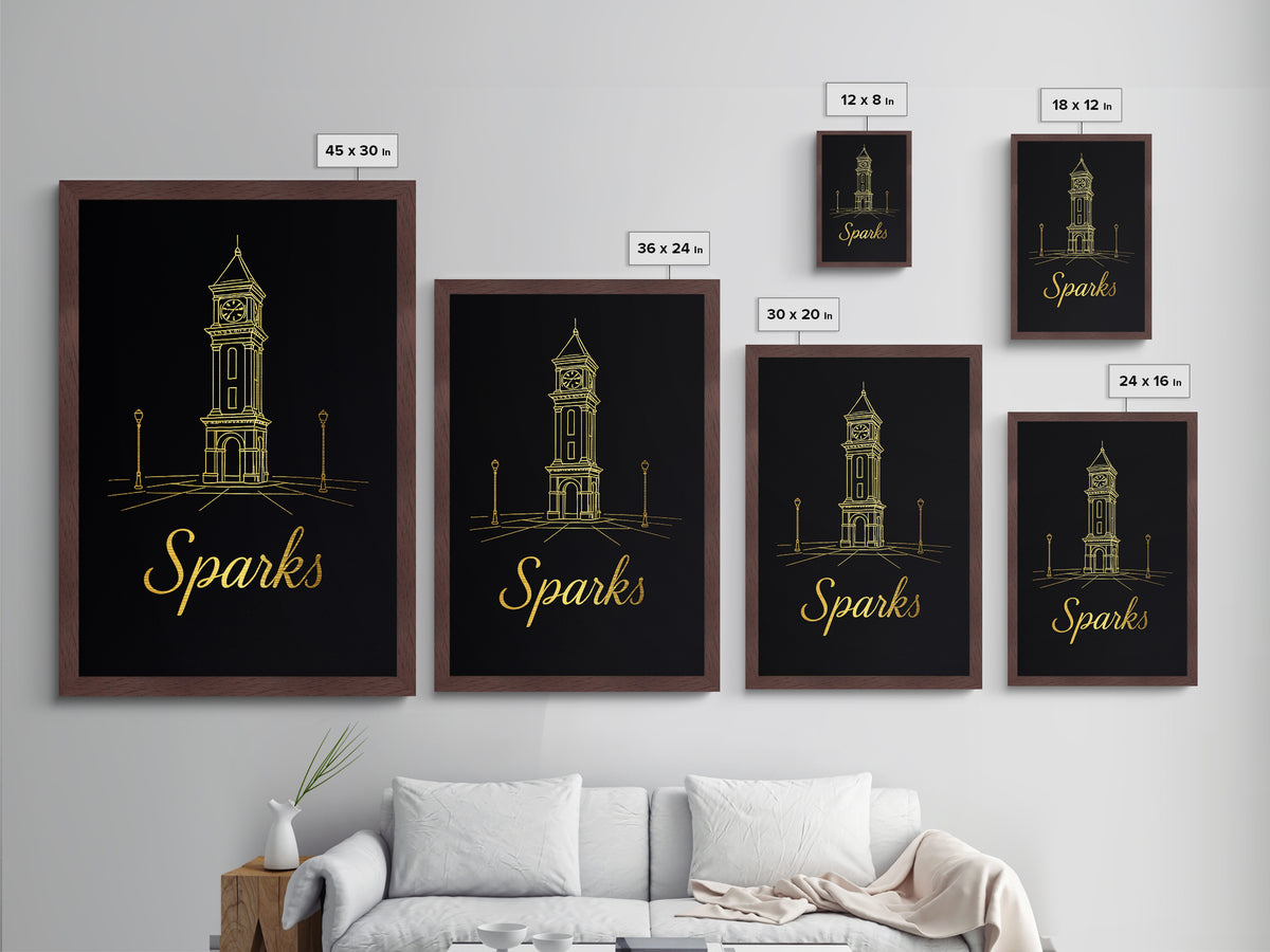 Sparks Nevada Travel, Metallic Gold Print, Wood Framed Art, Metal Art, Modern Wall Art, Graduation Travel Gift, Home Decor