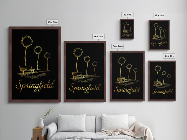 Springfield Missouri Travel, Metallic Gold Print, Wood Framed Art, Metal Art, Modern Wall Art, Adventure Lover Gift, Bedroom Decor