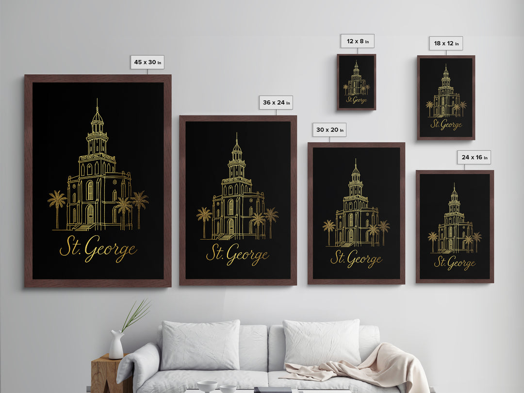 St George Utah Travel, Metallic Gold Print, Wood Framed Art, Metal Art, Modern Wall Art, Retirement Travel Gift, Living Room Decor