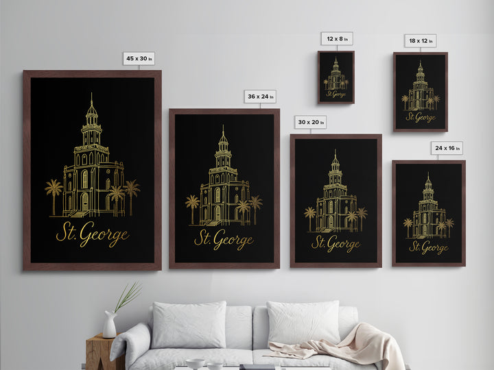 St George Utah Travel, Metallic Gold Print, Wood Framed Art, Metal Art, Modern Wall Art, Retirement Travel Gift, Living Room Decor