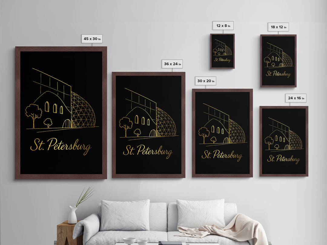 St Petersburg Florida Art, Metallic Gold Art, Wood Framed Art, Metal Art, Modern Wall Art, Retirement Travel Gift, Office Decor