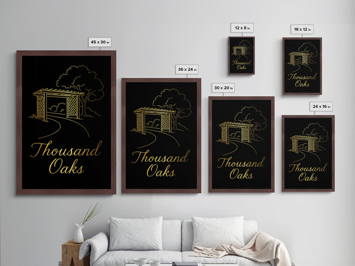 Thousand Oaks California Travel, Metallic Gold Print, Wood Framed Art, Metal Art, Modern House Art, Wanderlust Gift, Office Decor