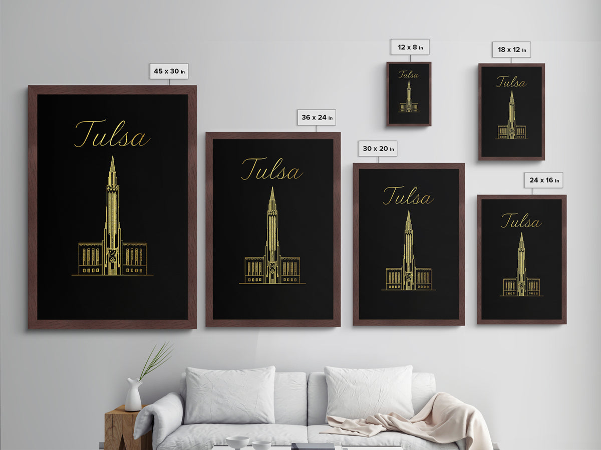 Tulsa Oklahoma Travel, Metallic Gold Print, Wood Framed Art, Metal Art, Modern Wall Art, Retirement Travel Gift, Office Decor