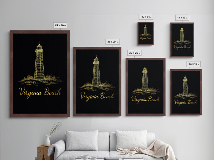 Virginia Beach Virginia Travel, Metallic Gold Print, Wood Framed Art, Metal Art, Modern Wall Art, Destination Gift, Home Decor