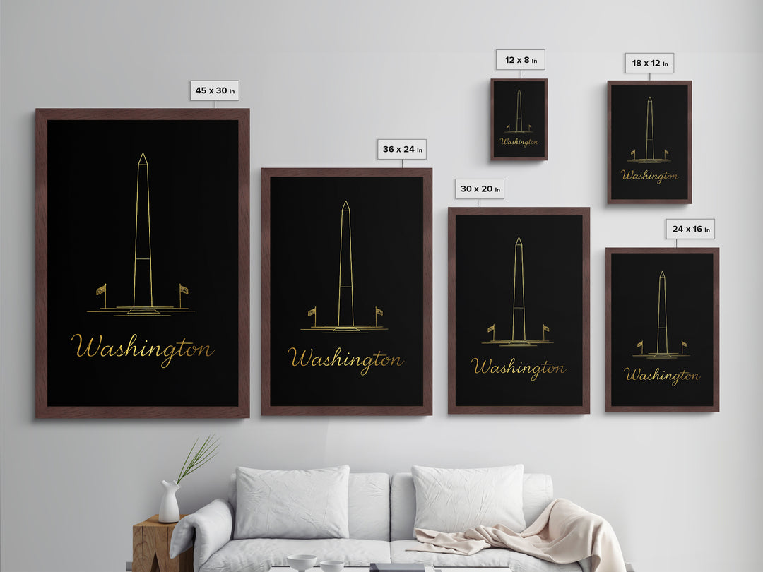 Washington DC Art, Metallic Gold Art, Wood Framed Art, Metal Art, Modern Wall Art, Graduation Travel Gift, Home Decor