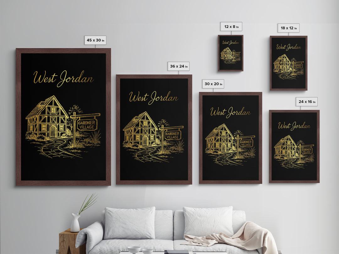 West Jordan Utah Art, Metallic Gold Art, Wood Framed Art, Metal Art, Modern House Art, Birthday Travel Gift, Living Room Decor
