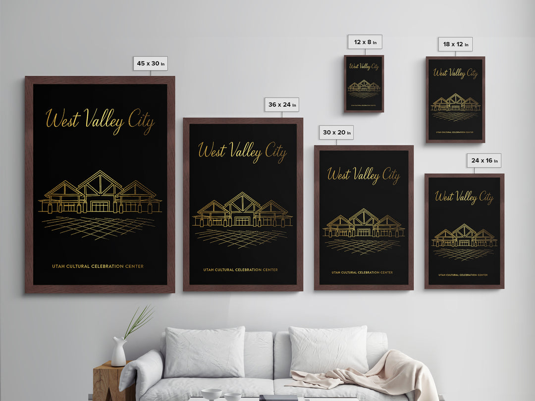 West Valley City Utah Travel, Metallic Gold Print, Wood Framed Art, Metal Art, Modern House Art, Retirement Travel Gift, Bedroom Decor